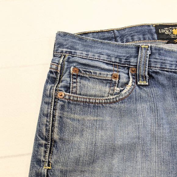 Lucky Brand Slim Straight Distressed Blue Jeans - Picture 4 of 10